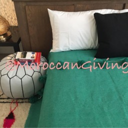 "Moroccan Pom Blanket - Throw With Blanket Bed Spread Bedding Cotton /79""Wx118" - thumbnail 2