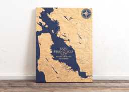San Francisco Bay, California Map - Engraved Wood Coastal Wall Art Sign, Beach House Home Decor, Nautical Print Unique Personalized Gift