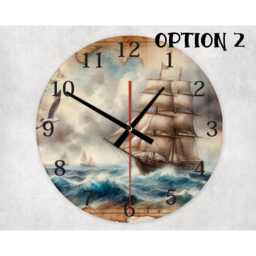 Pirate Map Glass Wall Clock Nautical Sailing Ship Home Decor - thumbnail 3