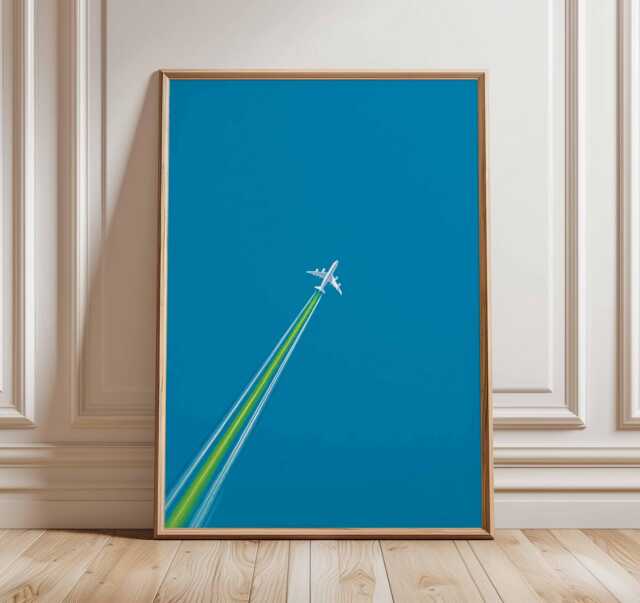 Airplane Poster, Aviation Wall Art, Modern Aircraft Print, Travel Decor, Pilot Gift, Minimalist Blue Sky Jet Artwork - image 1
