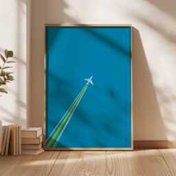 Airplane Poster, Aviation Wall Art, Modern Aircraft Print, Travel Decor, Pilot Gift, Minimalist Blue Sky Jet Artwork - thumbnail 3