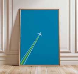 Airplane Poster, Aviation Wall Art, Modern Aircraft Print, Travel Decor, Pilot Gift, Minimalist Blue Sky Jet Artwork - thumbnail 1