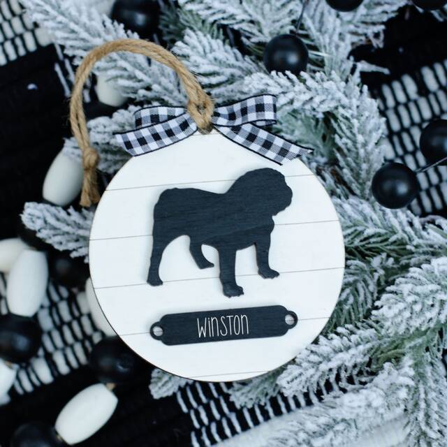 Farmhouse Christmas Ornament English Bulldog - Gift For Dog Owner Modern Holiday Decor Mom - image 1