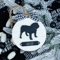 Farmhouse Christmas Ornament English Bulldog - Gift For Dog Owner Modern Holiday Decor Mom - thumbnail 1