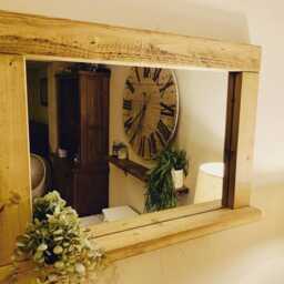 Handcrafted English Oak Waxed Mirror With Shelf Available in Many Sizes To Suit Any Room - thumbnail 3
