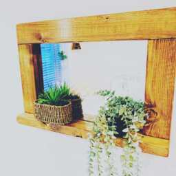 Handcrafted English Oak Waxed Mirror With Shelf Available in Many Sizes To Suit Any Room - thumbnail 2