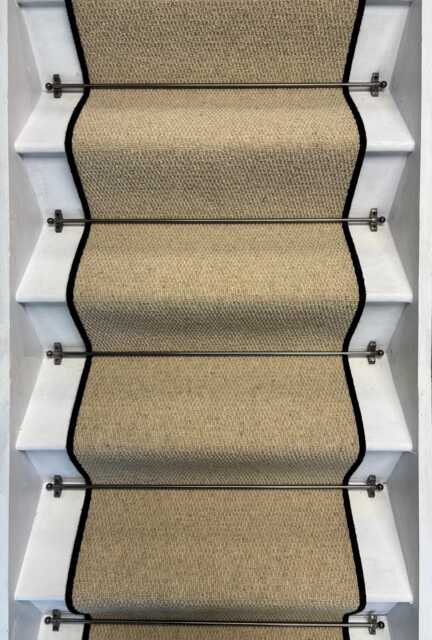 Kalahari Cream Wool Stair Runner With 100% Black Edge - image 1
