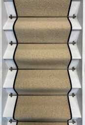 Kalahari Cream Wool Stair Runner With 100% Black Edge - thumbnail 1