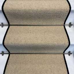 Kalahari Cream Wool Stair Runner With 100% Black Edge - thumbnail 2