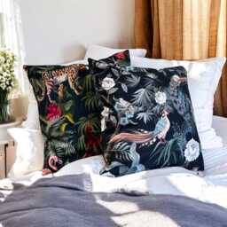 Handmade Printed Velour Velvet Tropical Jungle Cushion Covers - Velor Throw Pillows - Choose From 2 Patterns - thumbnail 3