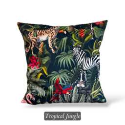 Handmade Printed Velour Velvet Tropical Jungle Cushion Covers - Velor Throw Pillows - Choose From 2 Patterns