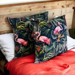 Handmade Printed Velour Velvet Tropical Jungle Cushion Covers - Velor Throw Pillows - Choose From 2 Patterns - thumbnail 2