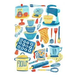 Digital Baking Essentials Items Art Print, Printable Digital Download, Gouache Illustration, Kitchen Poster Decor - thumbnail 2