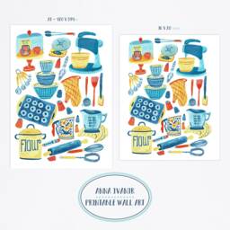 Digital Baking Essentials Items Art Print, Printable Digital Download, Gouache Illustration, Kitchen Poster Decor - thumbnail 3