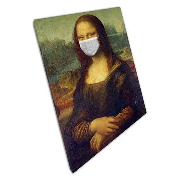 Mona Lisa Face Mask Canvas Art Print Unique Wall Decor For Home Office - image 1