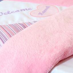 Custom Minky Baby Blanket, Personalized, Embroidered, Soft Pink-White, Purple - thumbnail 2