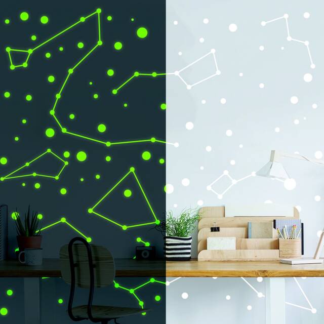 225x Glow in Dark Zodiac Star Wall Sticker - Nursery Ceiling Glowing Vinyl Luminous Decor Decal Bedroom Fluorescent Luminescent Art - image 1