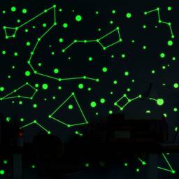225x Glow in Dark Zodiac Star Wall Sticker - Nursery Ceiling Glowing Vinyl Luminous Decor Decal Bedroom Fluorescent Luminescent Art - thumbnail 2