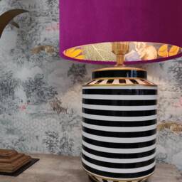 Plum Purple Velvet Lampshade With Tropical Wonderland Lining, Large Ceiling Lightshade - thumbnail 2