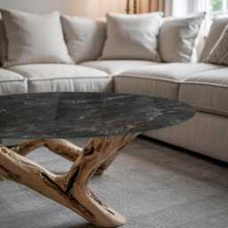 Marble Pattern With Veins Glass Table Top, Black Modern Tabletop, Scratch-Resistant Scandinavian-style Top
