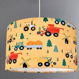 New Hq Kids/Children Room Farmhouse Village Trees Trucks Tractor Pattern Lamp Shade & Pendant Light Shade-Yellow - thumbnail 2