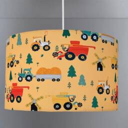 New Hq Children Room Farmhouse Village Trees Trucks Pattern Lamp Shade & Pendant Light Shade-Yellow - thumbnail 2