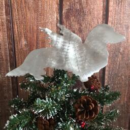 Dachshund Angel, Long Haired, Weiner Dog, Christmas Tree Topper, Wreath Decor, Holiday Decoration, Wall Art, Plant Stake, Pet Memorial - thumbnail 1