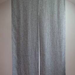 Linen Japanese Noren Curtain, Melange Black White Room Divider - thumbnail 2