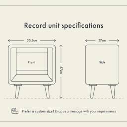 Oak Record Cabinet Mid Century Vinyl Storage, Turntable Stand, Small Space Unit - thumbnail 2