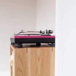 Oak Record Cabinet Mid Century Vinyl Storage, Turntable Stand, Small Space Unit - thumbnail 3