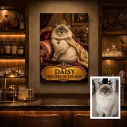 Personalised Royal Cat Canvas From Pet Photo, Custom Name Luxury Duchess Sofa Queen Statement Wall Art Gift For Mum Or Dad - thumbnail 3
