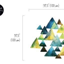 Triangles Wall Decal, Removable Abstract Decor, Reusable Geometric Sticker, Repositionable Natural Colors Green Hues #9W - thumbnail 2