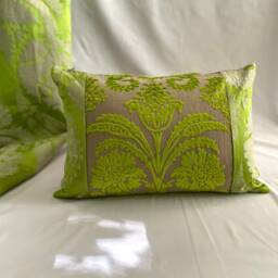 "Designers Guild Lime Green Silk Pillow Cover Romantic Stripe, 20""x 20" - thumbnail 3