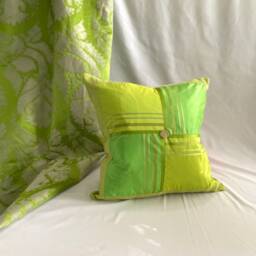 "Designers Guild Lime Green Silk Pillow Cover Romantic Stripe, 20""x 20" - thumbnail 4