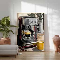 Coffee Machine Poster - Modern Kitchen Wall Art Print Barista Espresso Maker Painting Lover Home Cafe Decor Artwork - thumbnail 2