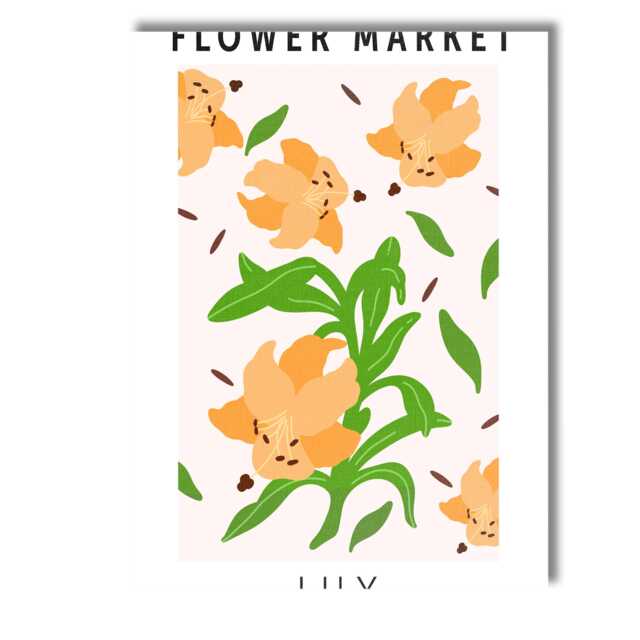 Orange Lily Flower Market Botanical Garden Illustration Canvas Wall Art Print Decor Picture Ready To Hang - image 1