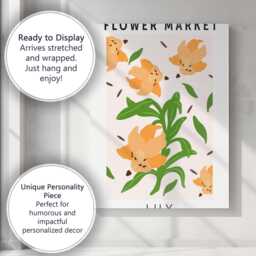 Orange Lily Flower Market Botanical Garden Illustration Canvas Wall Art Print Decor Picture Ready To Hang - thumbnail 3