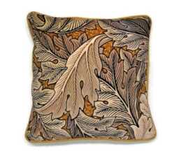 William Morris Acanthus, Arts & Crafts, Grey, Beige Mustard Yellow Velvet Cushion Cover, Throw Pillow Home Decor