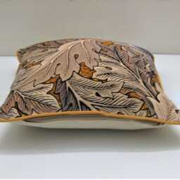 William Morris Acanthus, Arts & Crafts, Grey, Beige Mustard Yellow Velvet Cushion Cover, Throw Pillow Home Decor - thumbnail 3
