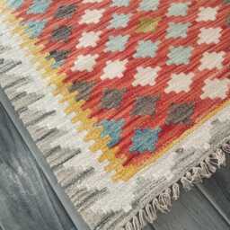Multicolour Wool Runner, Handmade Artisan Afghan Turkish Persian Qashqai Moroccan Navajo Flatweave, Natural Kilim Rug 245x70 cm - thumbnail 2