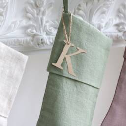 Christmas Stocking Linen, Minimalist Christmas Stocking, Scandinavian Neutral Family Stockings - thumbnail 3