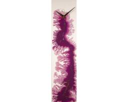Unique Wall Clock Purple Glass Art, Vertical Art Long & Tall Narrow Decor, Rectangular Abstract Home