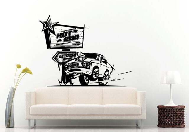 Hot Rod Road Sign American Muscle Racing Sports Vehicle Wall Decal Vinyl Sticker Mural Room Decor L1266 - image 1