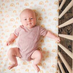 Watercolor Rainbow Crib Sheet Neutral Baby Girl Nursery Bedding - thumbnail 2