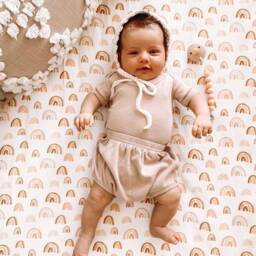 Watercolor Rainbow Crib Sheet Neutral Baby Girl Nursery Bedding - thumbnail 3