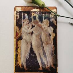 Botticelli's Three Graces Renaissance Wood Wall Art With Gold - thumbnail 2