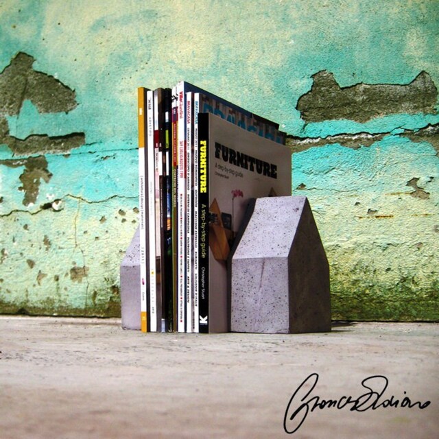 Concrete House Bookends - Minimalist Home Decor, Handmade - Set Of 2 - image 1