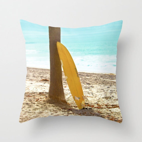 Surf Pillow - Surfboard Case Ocean Beach Surfer Throw 16x16 18x18 20x20 Cover - image 1