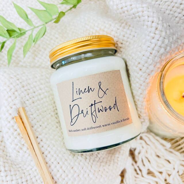 Linen & Driftwood Handmade Soy Scented Candle - image 1