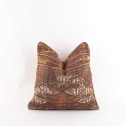 Handmade Turkish Kilim Pillow Cover Boho Throw Pillow, Vintage Wool - 16x16 - thumbnail 1